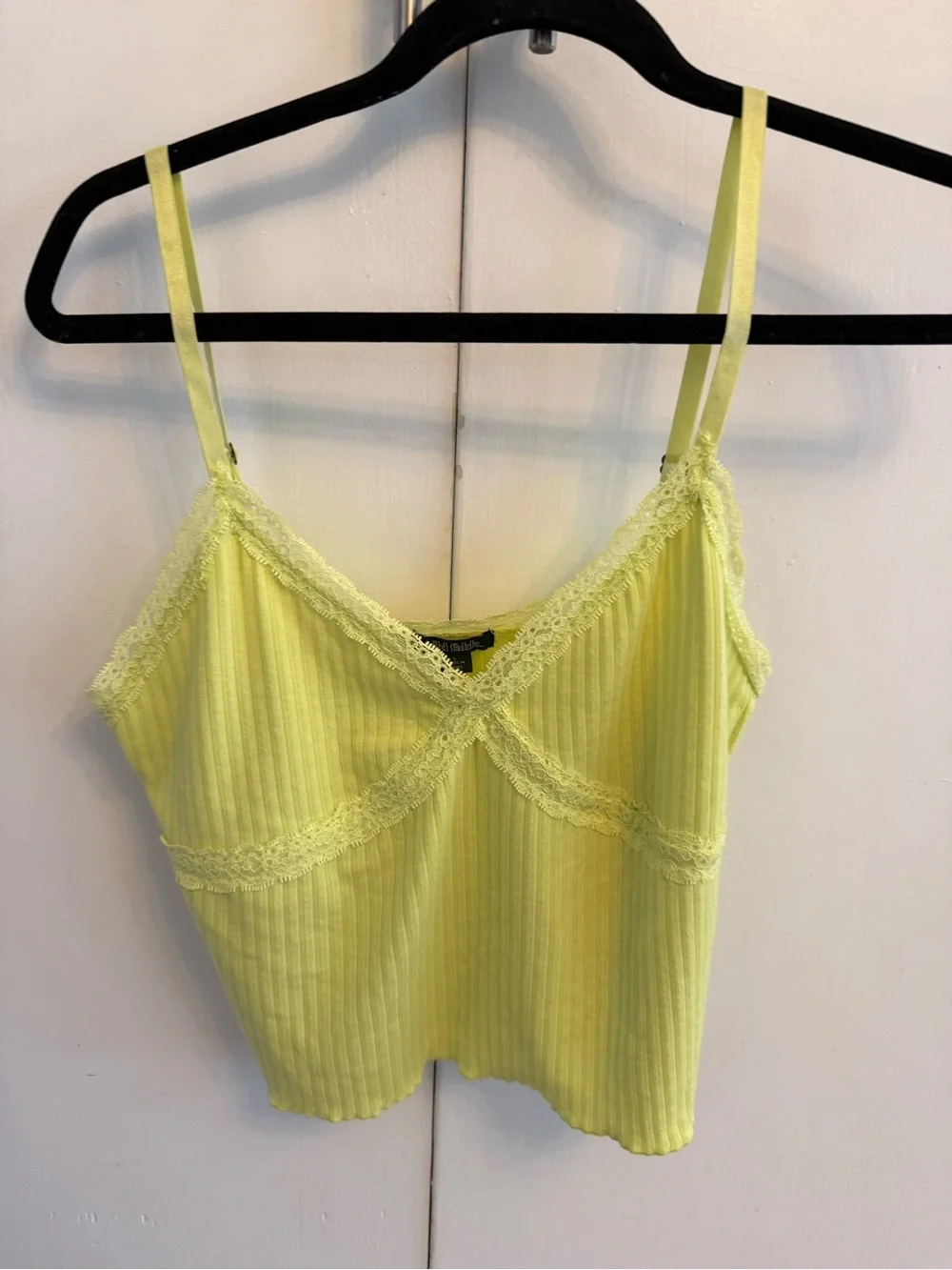 wild fable lime green Lace-Trim Ribbed Cami